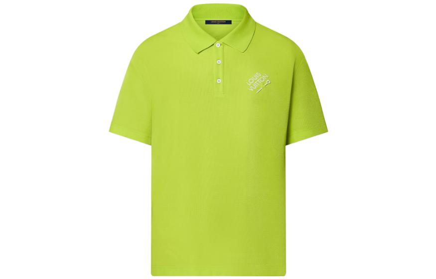 LOUIS VUITTON FW23 Green Embroidered Logo Short Sleeve Polo Shirt (). 1ABIWI