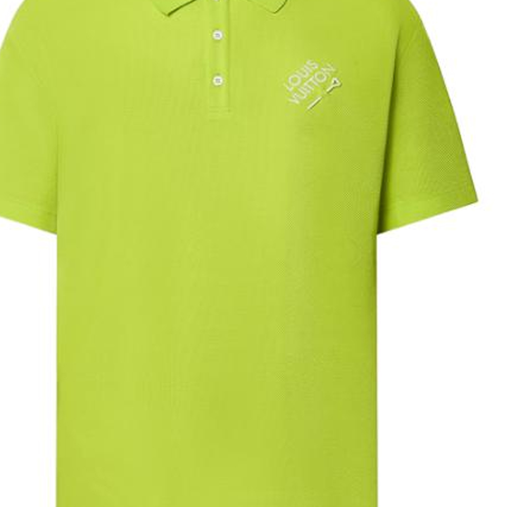 Sizing 루이비통 FW23 그린 자수 로고 반팔 폴로 셔츠. 1ABIWI