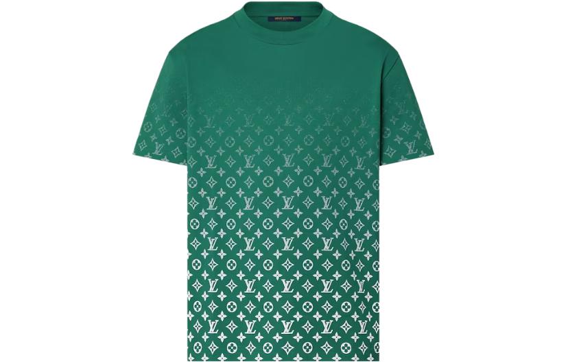 LOUIS VUITTON FW23 Green Logo Print Crewneck T-Shirt for Men. 1ABIX6 圖 2