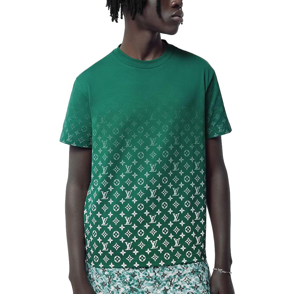 LOUIS VUITTON FW23 Green Logo Print Crewneck T-Shirt for Men. 1ABIX6 圖 3