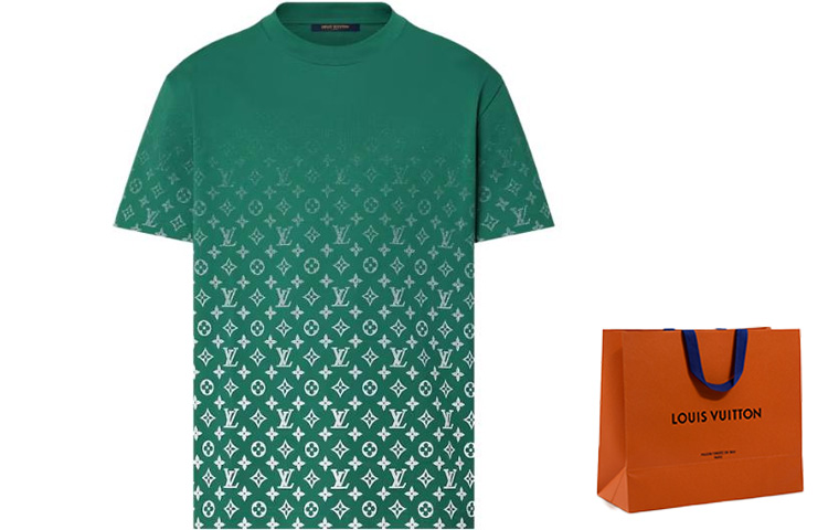 LOUIS VUITTON FW23 Green Logo Print Crewneck T-Shirt for Men. 1ABIX6 圖 7