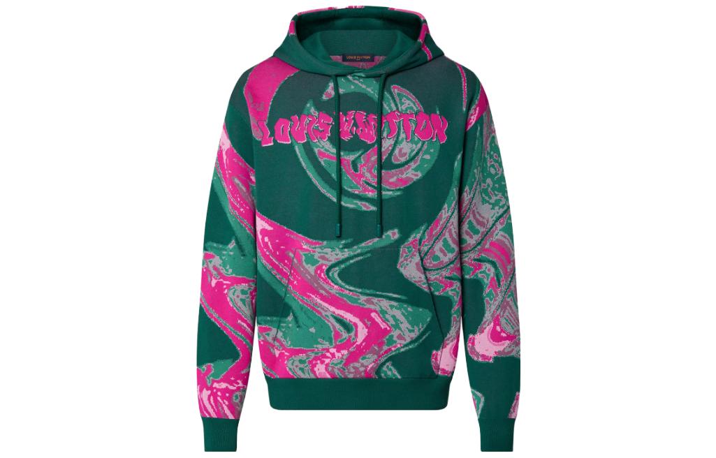LOUIS VUITTON FW23 Green Swirl Print Logo Oversized Sweatshirt Men’s. 1ABJ33