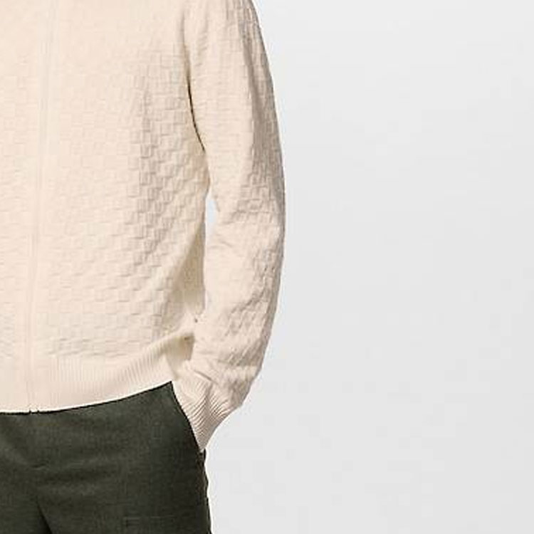 Sizing 루이비통 FW23 아이보리 화이트 니트 지퍼 캐주얼 긴팔 스웨터 1AF520