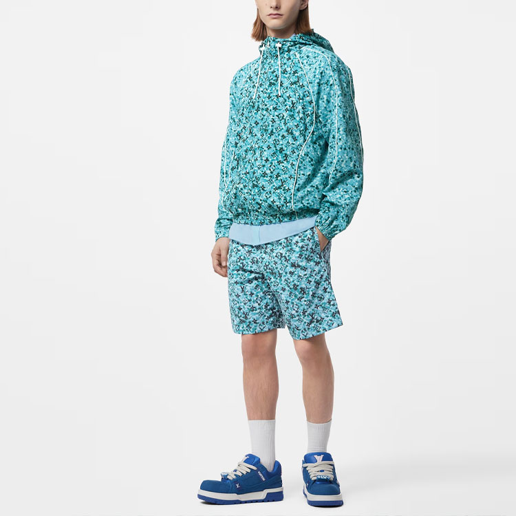 Sizing 路易威登 FW23 藍色滿版印花連帽外套 男款 1ABJ4U
