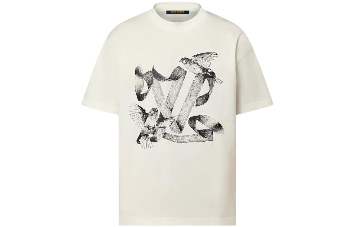 Order 路易威登 FW23 logo 动物印花白色圆领T恤 1ABXR6