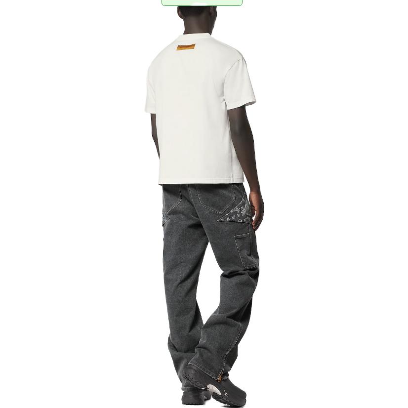 Shop 路易威登 FW23 logo 动物印花白色圆领T恤 1ABXR6