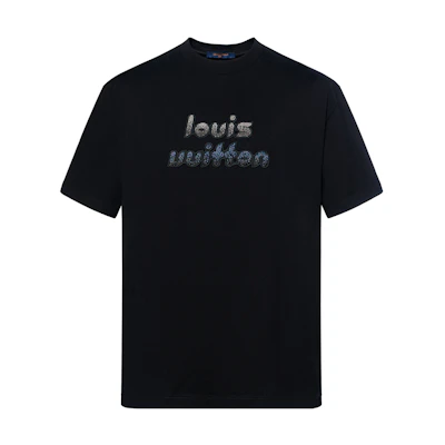 LOUIS VUITTON FW23 Logo Beaded Embroidered Crewneck T-Shirt Black Tee 1ABYKQ