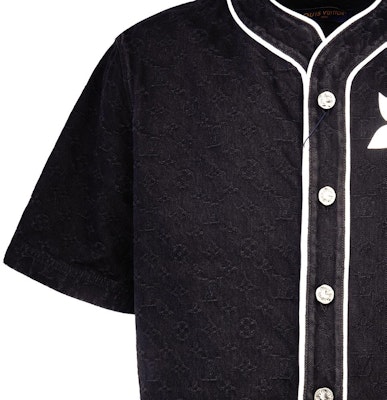 LOUIS VUITTON FW23 Logo Black Printed Denim Short Sleeve Shirt Men 1ABJDT Purchase LOUIS VUITTON FW23 Logo Black Printed Denim Short Sleeve Shirt Men 1ABJDT