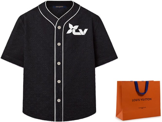 LOUIS VUITTON FW23 Logo Black Printed Denim Short Sleeve Shirt Men 1ABJDT Cheap LOUIS VUITTON FW23 Logo Black Printed Denim Short Sleeve Shirt Men 1ABJDT