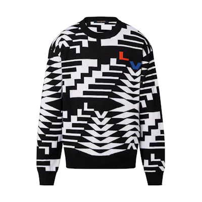 LOUIS VUITTON FW23 Logo Crewneck Oversized Knit Sweater Black 1AFAMV