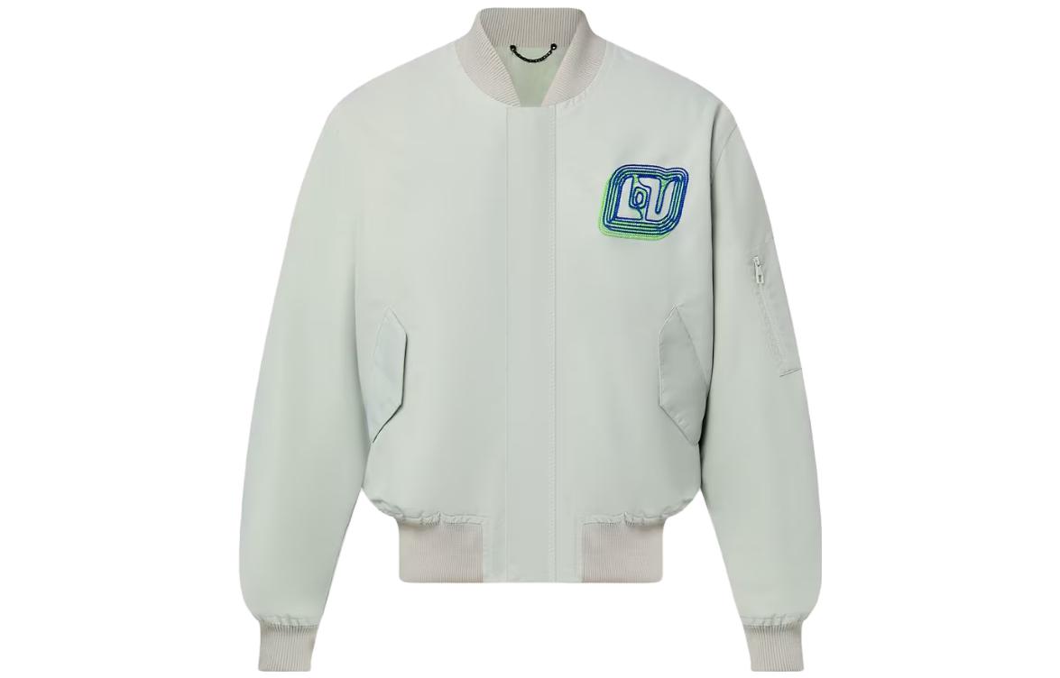 Louis Vuitton FW23 Logo Embroidered Aviator Jacket Men’s Light Green 1ABXSY