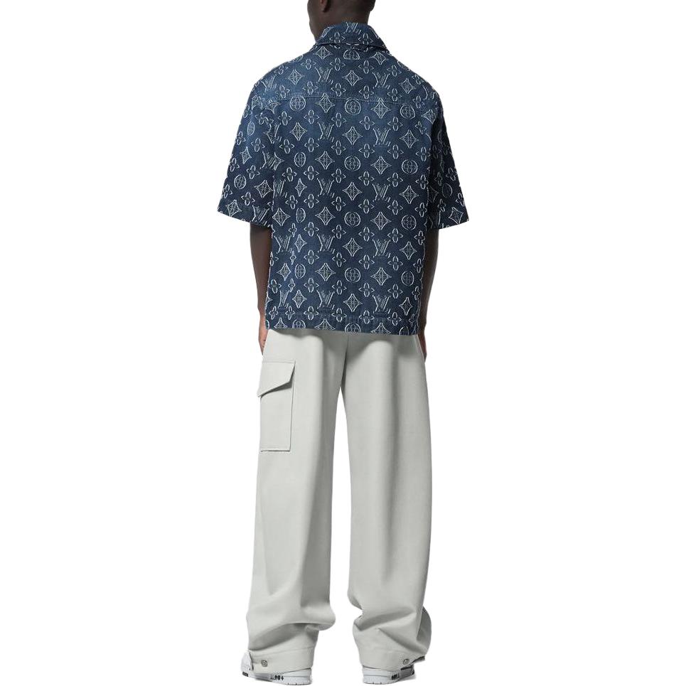 LOUIS VUITTON FW23 Logo Embroidered Casual Short Sleeve Shirt Blue 1ABXXJ 圖 4