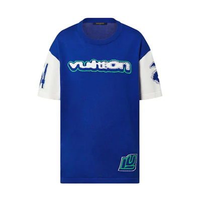 LOUIS VUITTON FW23 Logo Embroidered Casual T-Shirt Blue Men 1ABXYO