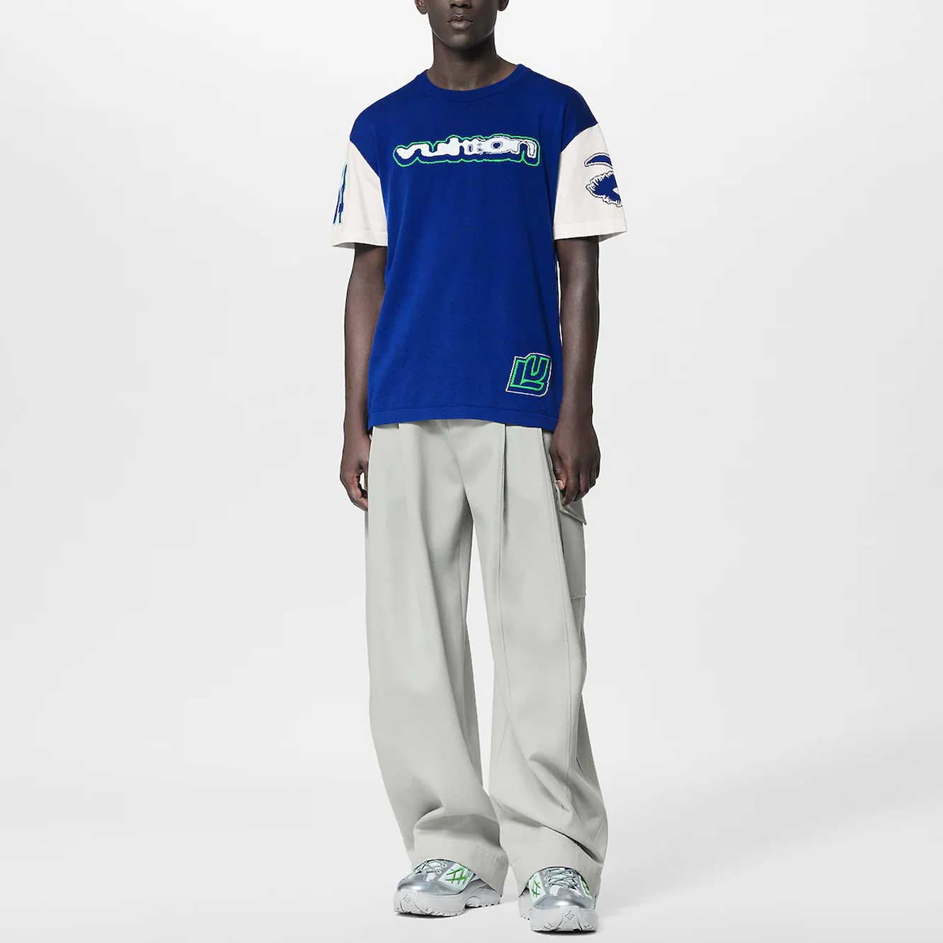 LOUIS VUITTON FW23 Logo Embroidered Casual T-Shirt Blue Men 1ABXYO 圖 4
