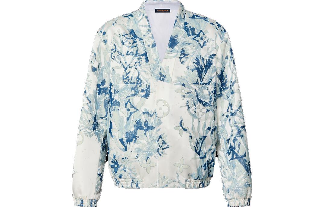 Order Louis Vuitton Jaket Santai Bordir Logo Biru Pria FW23. 1ABJE1