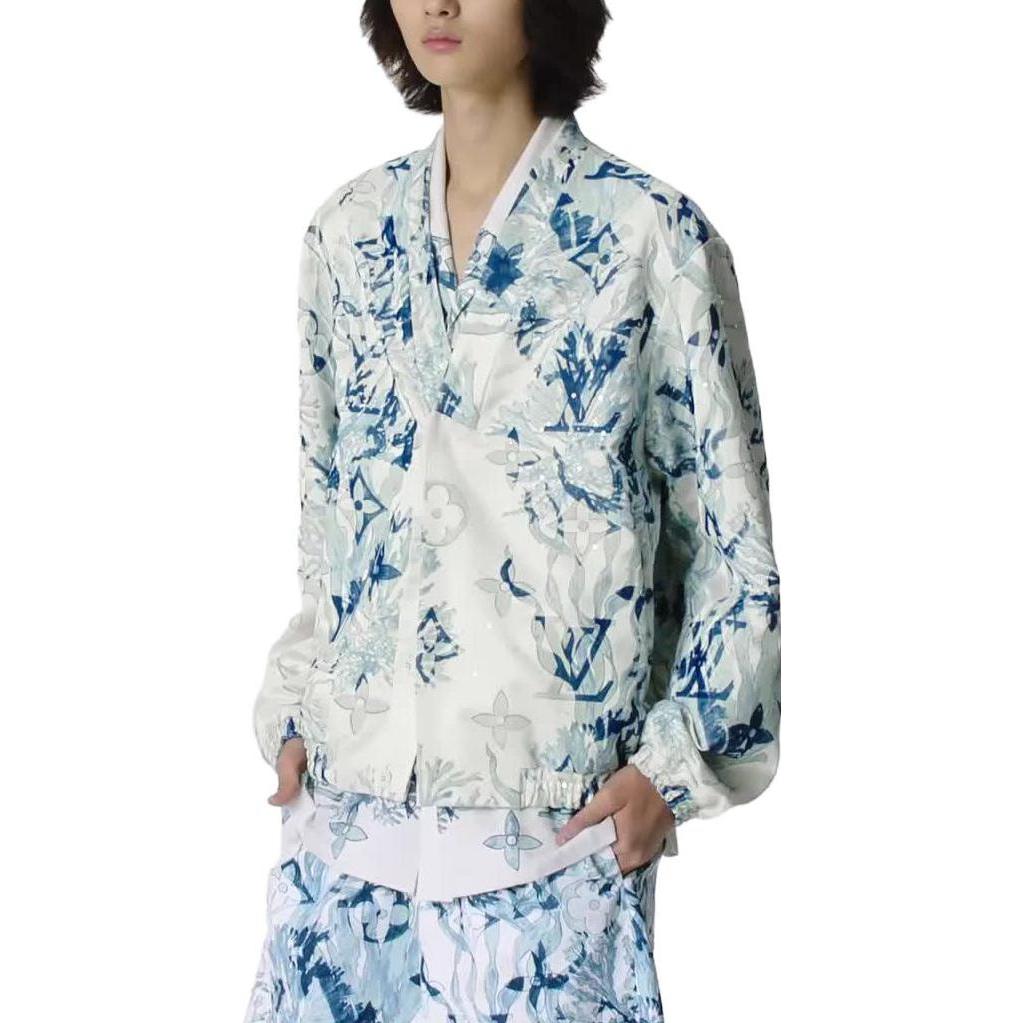 Details for Louis Vuitton Jaket Santai Bordir Logo Biru Pria FW23. 1ABJE1