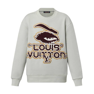 LOUIS VUITTON FW23 Logo Embroidered Crewneck Sweatshirt Light Green Mens. 1ABYJU