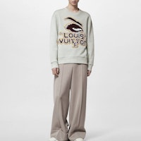 Lookbook LOUIS VUITTON FW23 Logo Embroidered Crewneck Sweatshirt Light Green Mens. 1ABYJU