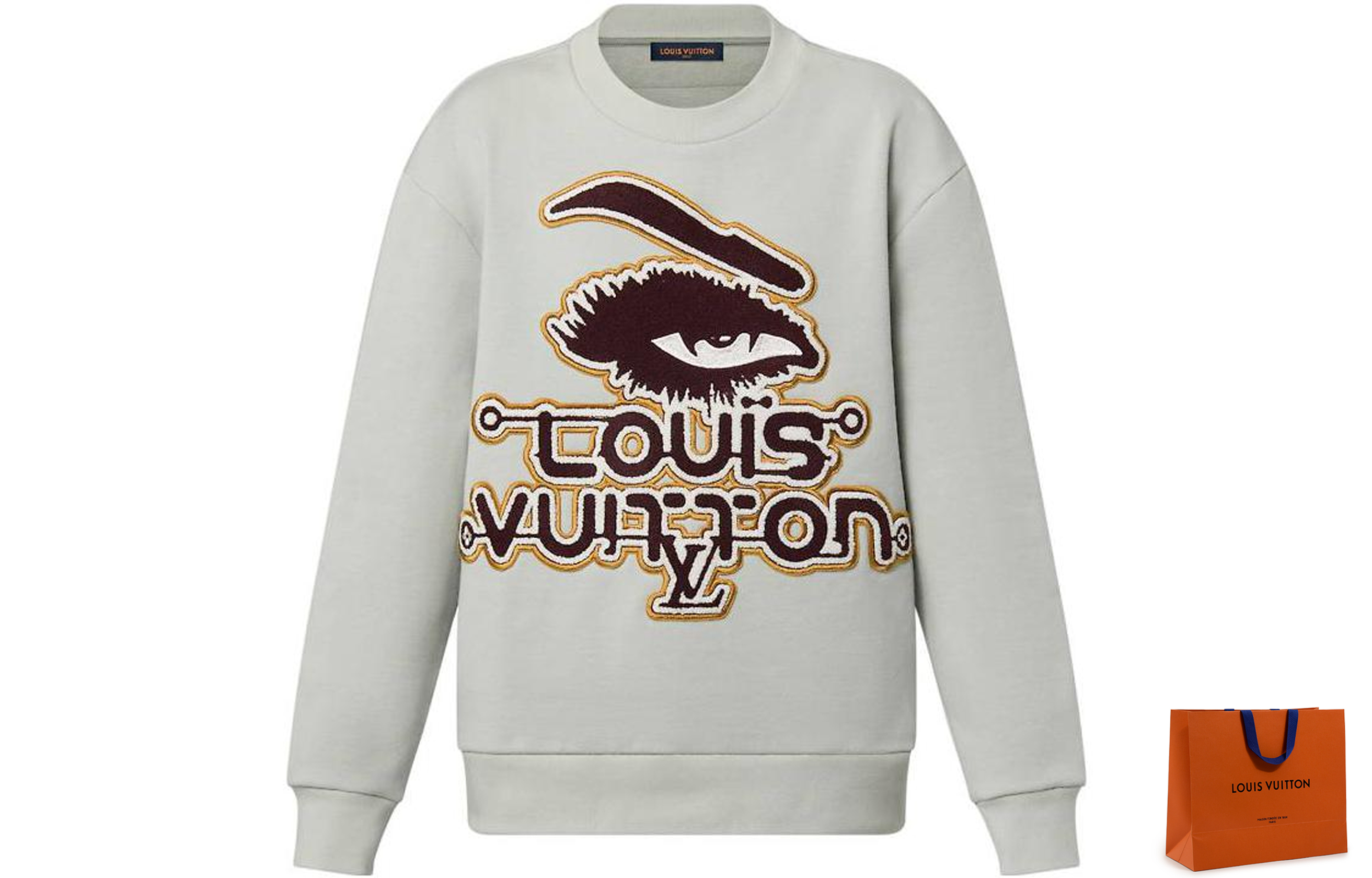 Cheap LOUIS VUITTON FW23 Logo Crewneck Sweatshirt Hijau Muda Lelaki. 1ABYJU