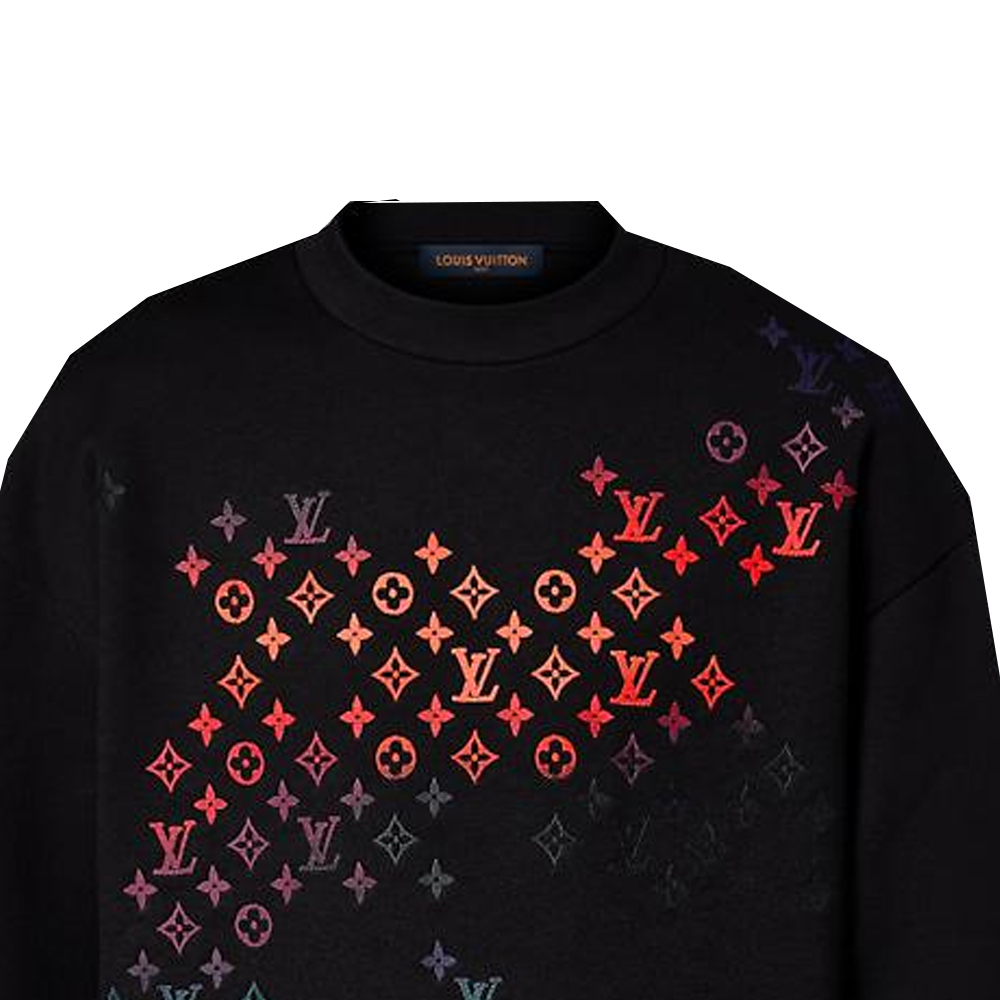 Cheap LOUIS VUITTON FW23 Logo Jalur Kemeja Rajut Hitam Lelaki. 1AFB69