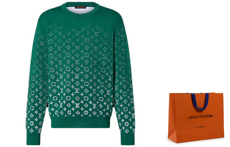 Lookbook Sudadera Hombre Verde Manga Larga LOUIS VUITTON FW23 Logo Degradado. 1ABIYO