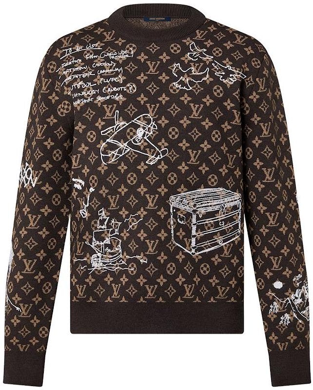 louis-vuitton-fw-23-logo-graffiti-knit-crewneck-brown-long-sleeve-1-abxyw