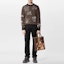 Shop LOUIS VUITTON FW23 Logo Graffiti Knit Crewneck Coklat Lengan Panjang. 1ABXYW