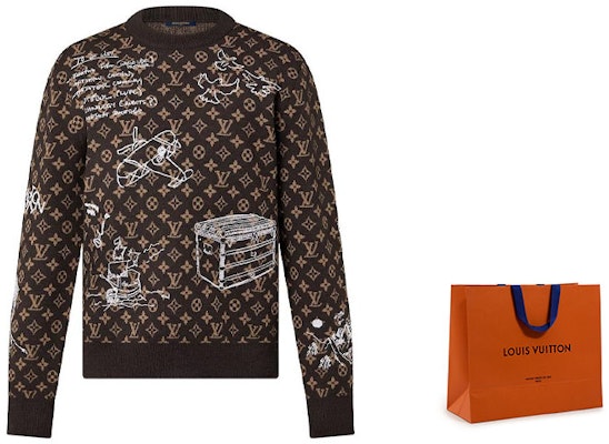 LOUIS VUITTON FW23 Logo Graffiti Knit Crewneck Coklat Lengan Panjang. 1ABXYW Cheap LOUIS VUITTON FW23 Logo Graffiti Knit Crewneck Coklat Lengan Panjang. 1ABXYW