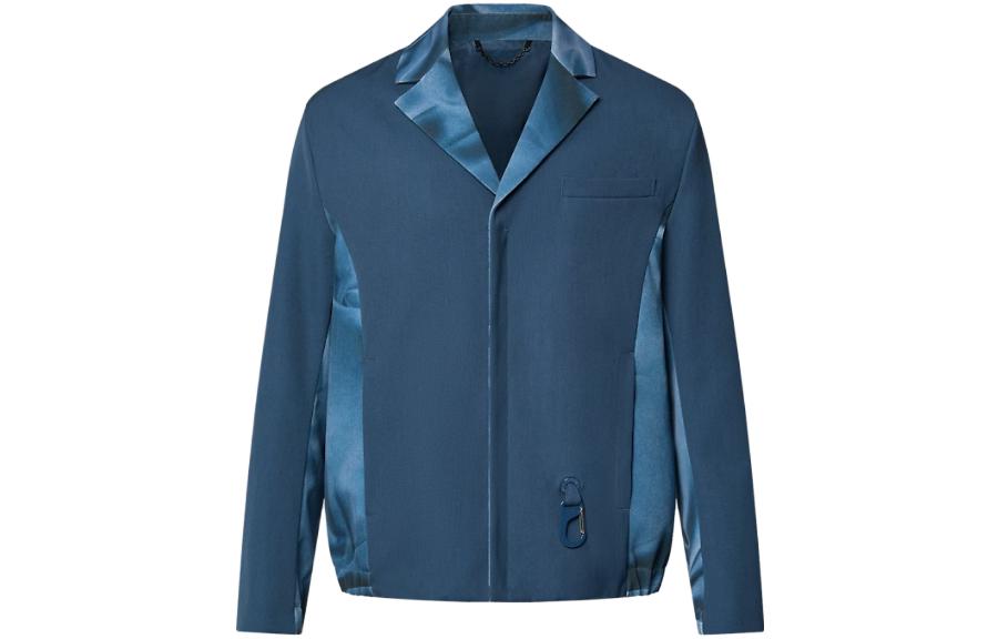 Louis Vuitton FW23 Logo Patchwork Jacket Men’s Petroleum Blue Casual Coat 1ABJDL