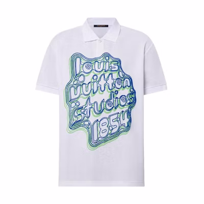 LOUIS VUITTON FW23 Logo Print Casual Polo T-Shirt Men’s White. 1ABY09