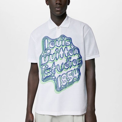 路易威登 FW23 男士白色标志印花休闲 POLO 衫. 1ABY09 Lookbook 路易威登 FW23 男士白色标志印花休闲 POLO 衫. 1ABY09