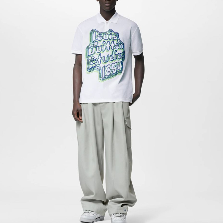 Purchase 路易威登 FW23 男士白色标志印花休闲 POLO 衫. 1ABY09