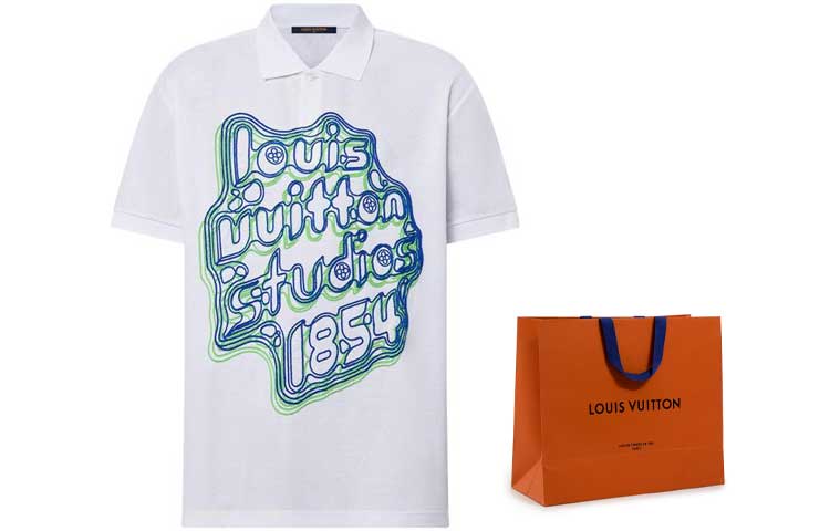 Cheap 路易威登 FW23 男士白色标志印花休闲 POLO 衫. 1ABY09