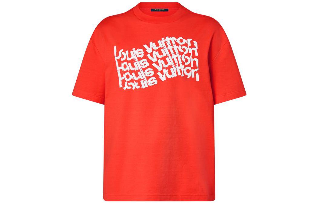 LOUIS VUITTON FW23 Logo Print Orange Crewneck Short Sleeve T-Shirt Men 1AFAZQ