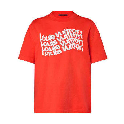 LOUIS VUITTON FW23 Logo Print Orange Crewneck Short Sleeve T-Shirt Men 1AFAZQ