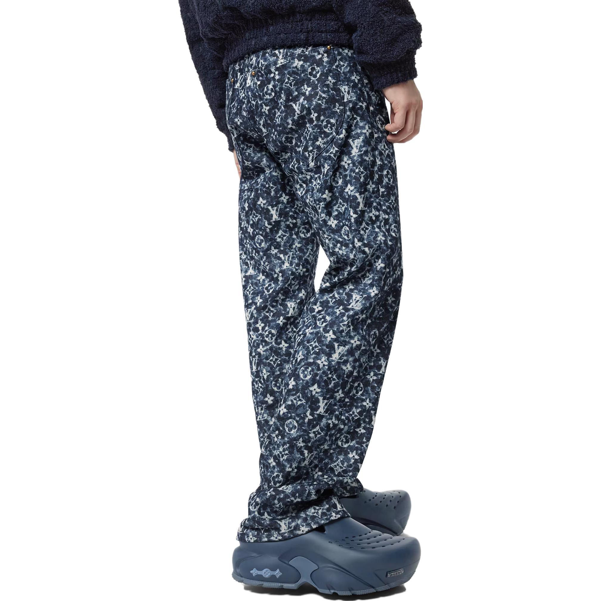 Details for LOUIS VUITTON FW23 Logo Print Split Hem Denim Jeans Blue . 1ABJMN