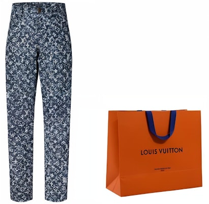 LOUIS VUITTON FW23 Logo Print Split Hem Denim Jeans Blue . 1ABJMN Cheap LOUIS VUITTON FW23 Logo Print Split Hem Denim Jeans Blue . 1ABJMN
