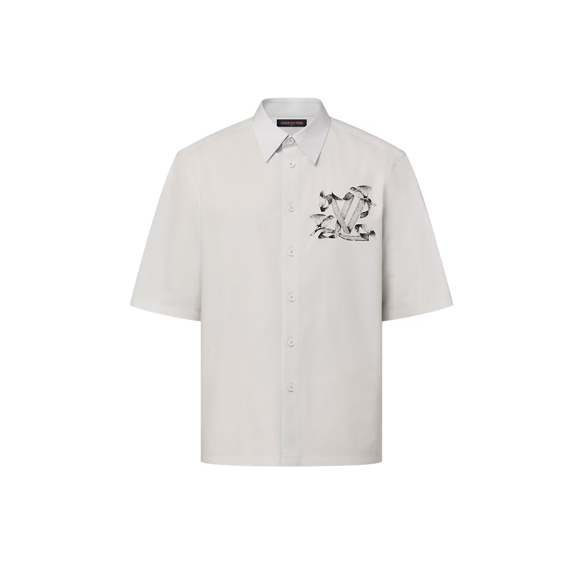 LOUIS VUITTON FW23 Logo Printed Casual White Short Sleeve Shirt for Men. 1ABY2W