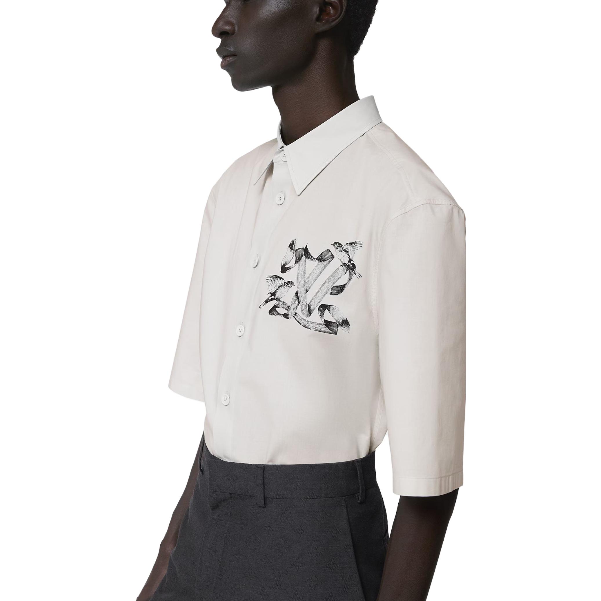 Sizing Kemeja LOUIS VUITTON FW23 Logo Putih Lengan Pendek Lelaki. 1ABY2W