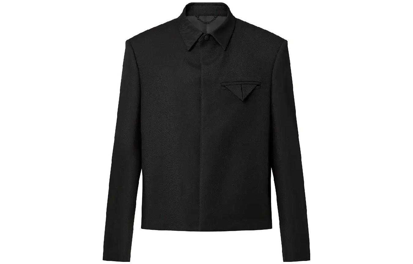 LOUIS VUITTON FW23 Logo Wool Long-Sleeve Jacket Black -  Luxury Outerwear 1AF988