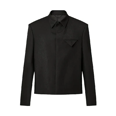 LOUIS VUITTON FW23 Logo Wool Long-Sleeve Jacket Black - Luxury Outerwear 1AF988