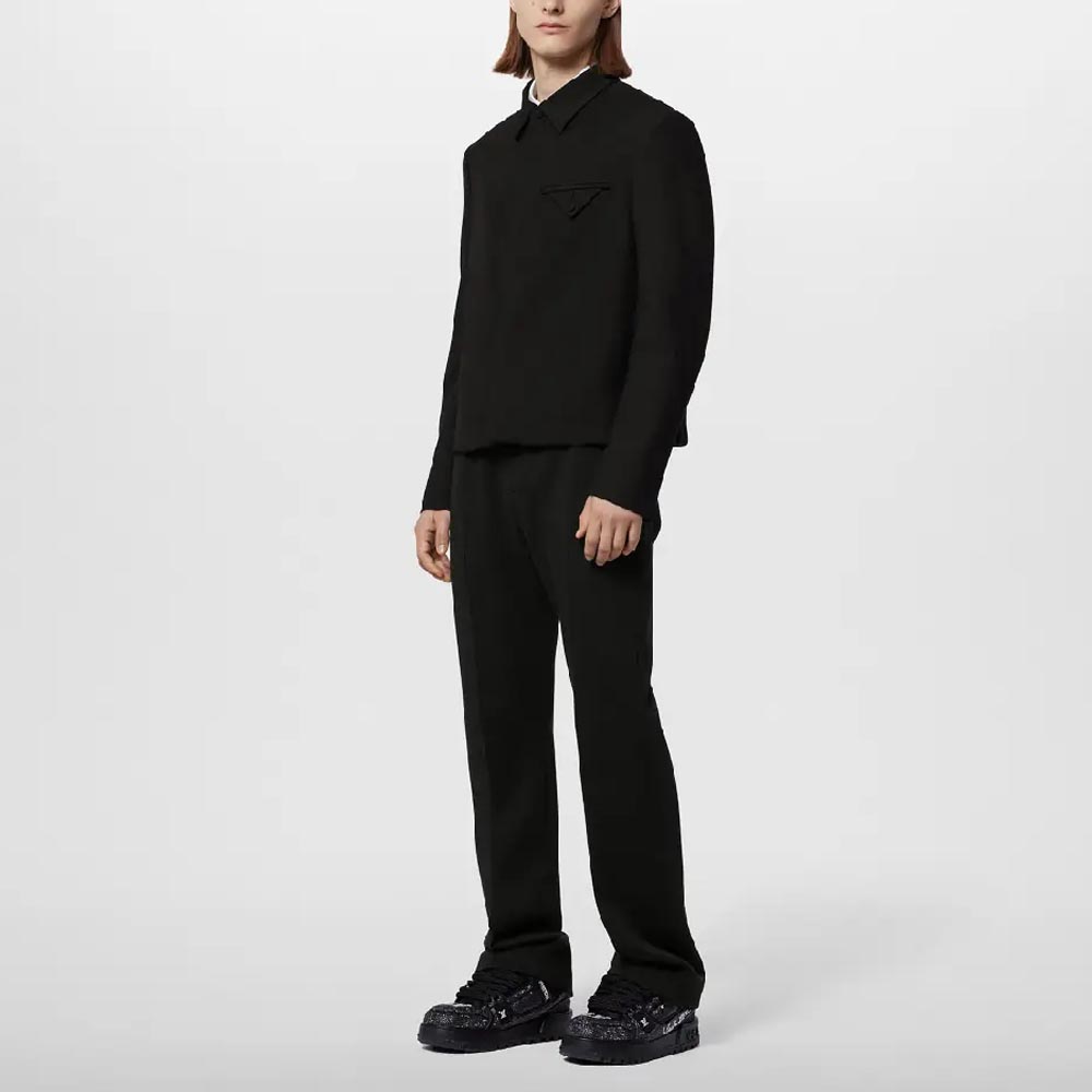 LOUIS VUITTON FW23 Logo Wool Long-Sleeve Jacket Black -  Luxury Outerwear 1AF988 圖 3