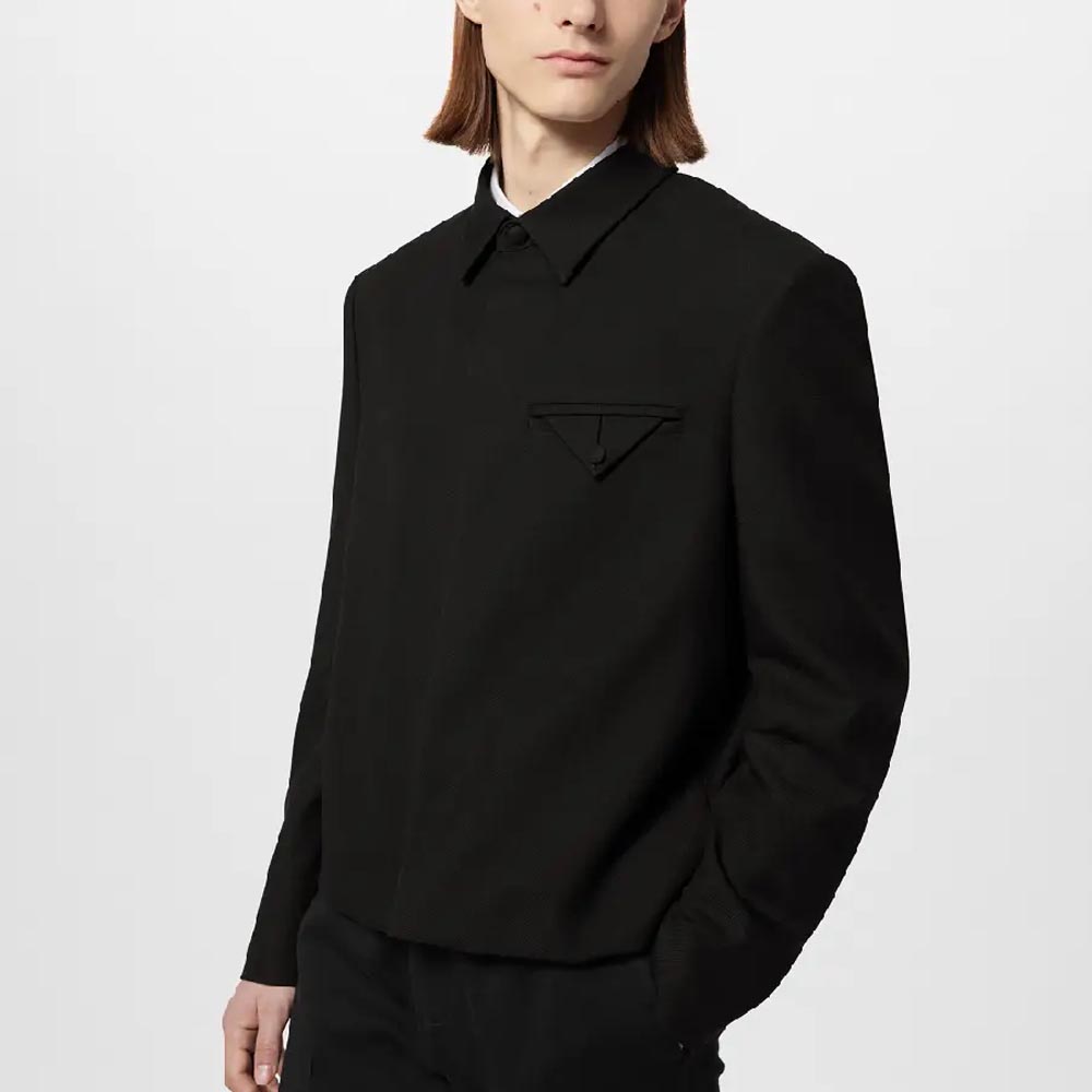 LOUIS VUITTON FW23 Logo Wool Long-Sleeve Jacket Black -  Luxury Outerwear 1AF988 圖 4