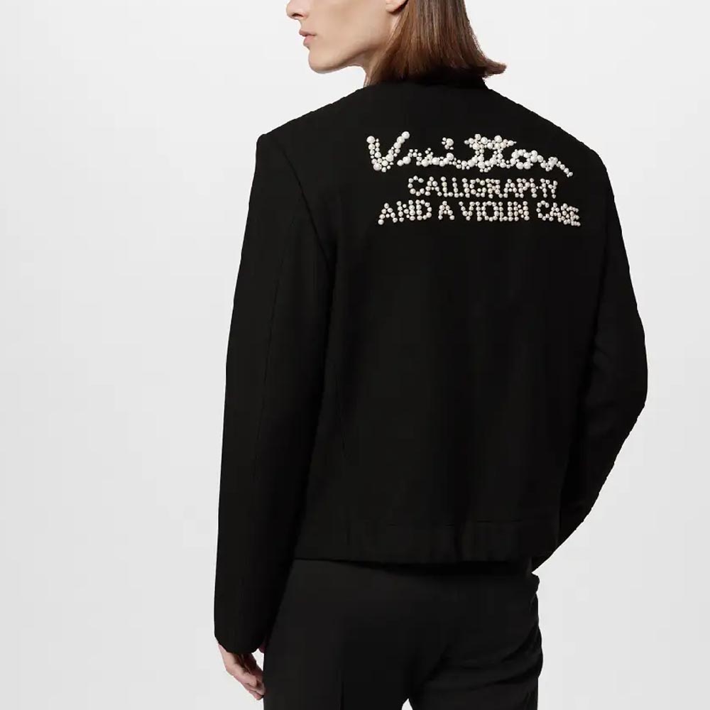 LOUIS VUITTON FW23 Logo Wool Long-Sleeve Jacket Black -  Luxury Outerwear 1AF988 圖 5