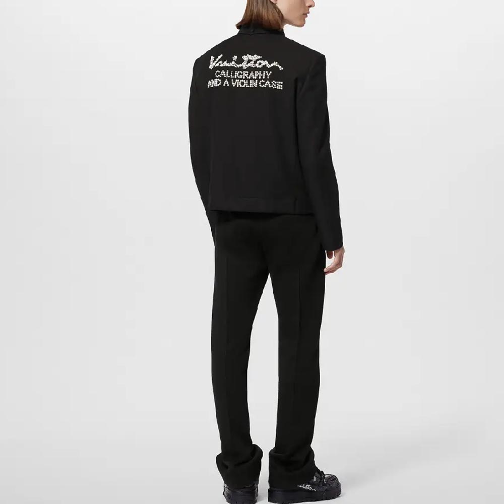 LOUIS VUITTON FW23 Logo Wool Long-Sleeve Jacket Black -  Luxury Outerwear 1AF988 圖 6