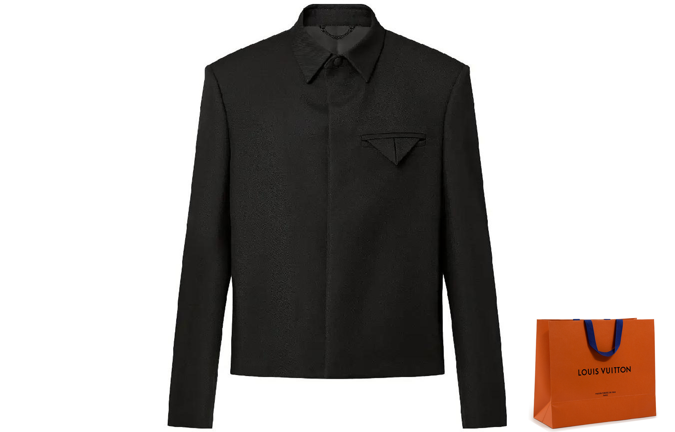 LOUIS VUITTON FW23 Logo Wool Long-Sleeve Jacket Black -  Luxury Outerwear 1AF988 圖 8