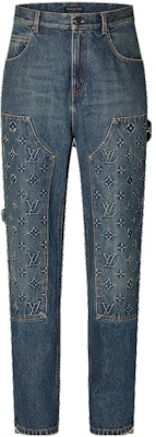 루이비통 FW23 남성 로고 엠보싱 루즈핏 카고 진 다크블루 1ABJD2 Order 루이비통 FW23 남성 로고 엠보싱 루즈핏 카고 진 다크블루 1ABJD2