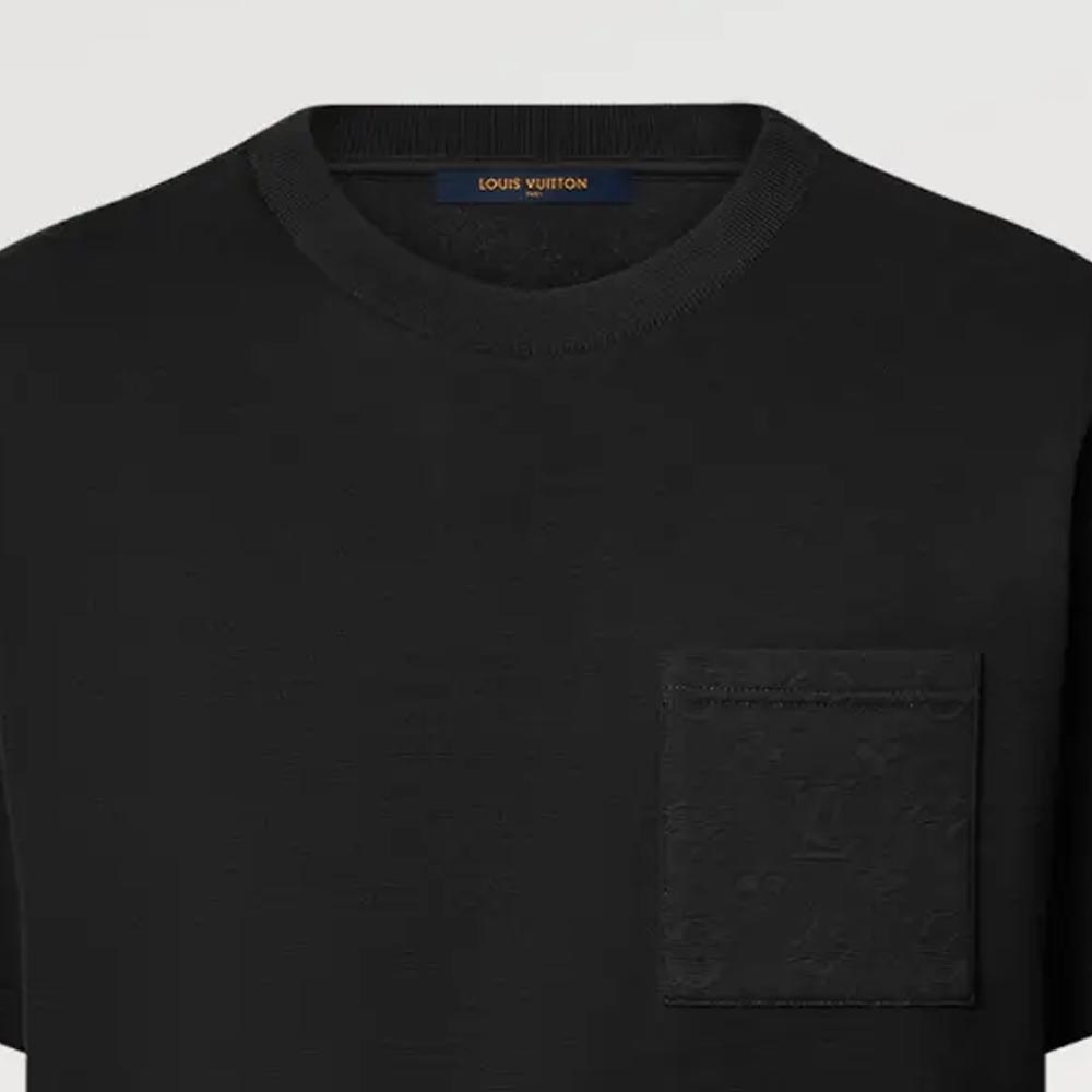 Cheap ルイヴィトン FW23 モノクローム ポケット付きクルーネックTシャツ ブラック メンズ 1AFBAO