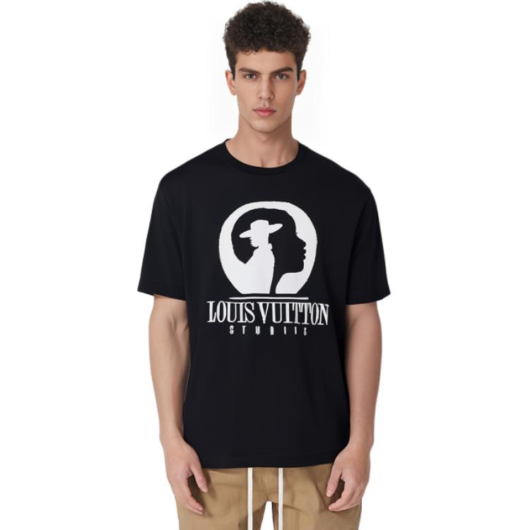 LOUIS VUITTON FW23 Monogram Crewneck Short Sleeve Black T-Shirt  White Print. 1ABY17 圖 5