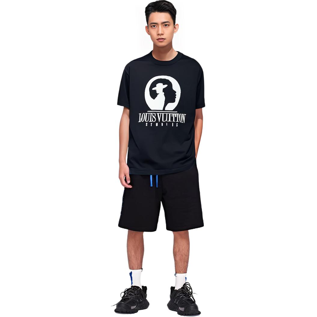 LOUIS VUITTON FW23 Monogram Crewneck Short Sleeve Black T-Shirt  White Print. 1ABY17 圖 6